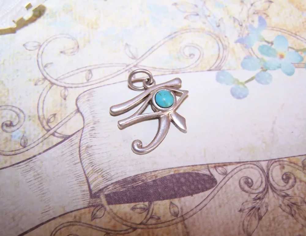 China Silver Turquoise Charm - Egyptian Revival E… - image 5