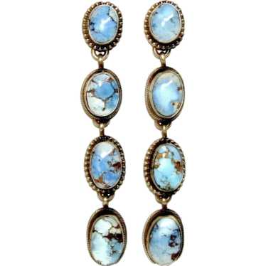 Navajo Golden Hills Turquoise Dangle Earrings Ste… - image 1