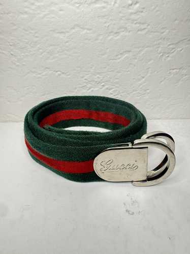 Gucci GUCCI Logo Web Stripe Belt Green Red Silver 