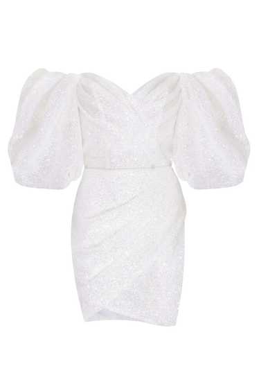 Milla White Cute mini dress with doll sleeves