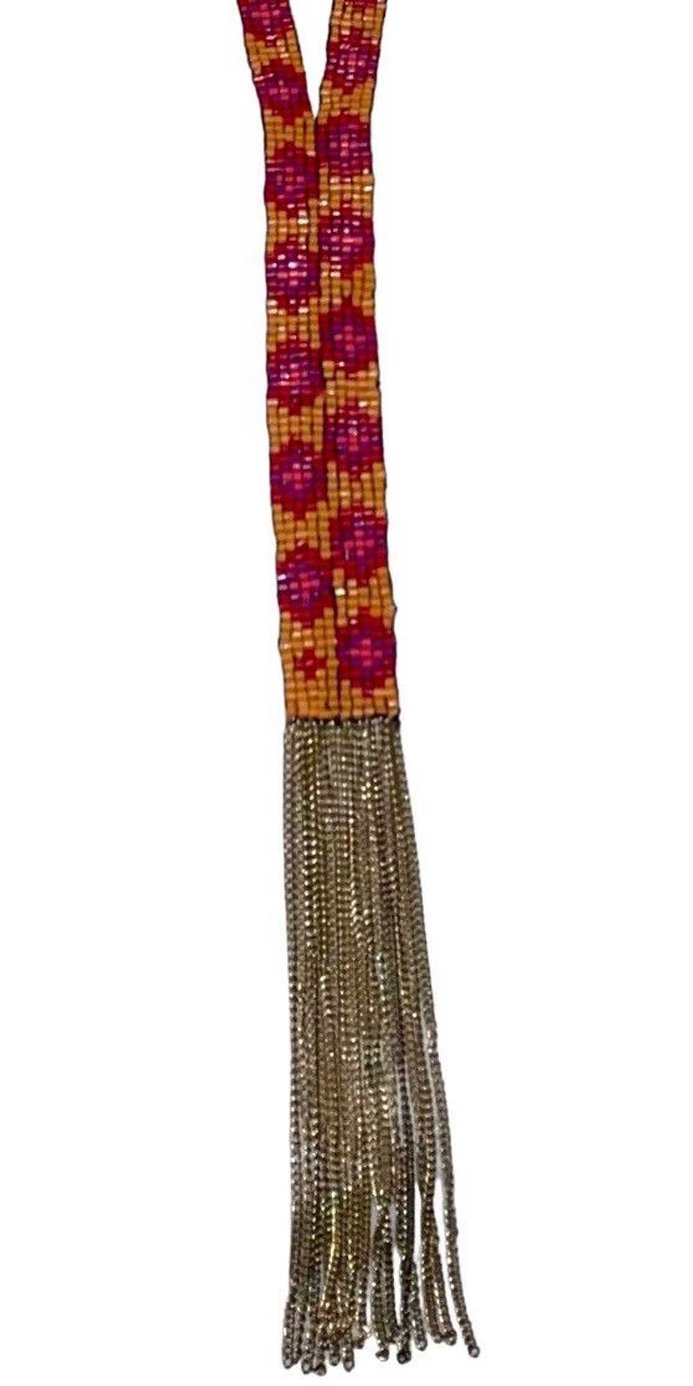 Vintage Vintage Huichol Beaded Metal Fringe 90’s … - image 3