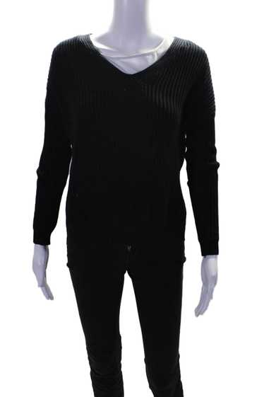 Vince Womens Long Sleeve V Neck Thick Rib Knit Swe