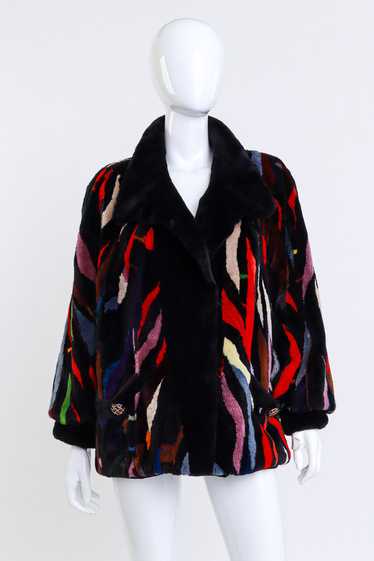 Rainbow Flames Fur Jacket