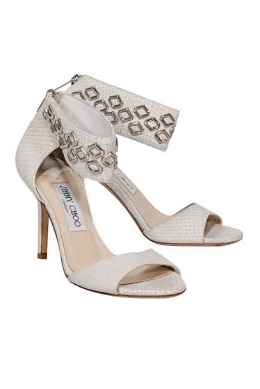 Jimmy Cho - Ivory Snake Skin Embossed Leather Open