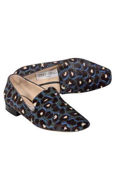 Jimmy Choo - Blue & Grey Leopard Print Flats Sz 6