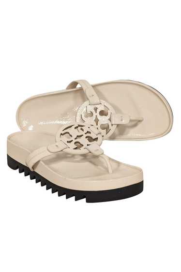 Tory Burch - Cream Patent Leather Thong Sandals Sz