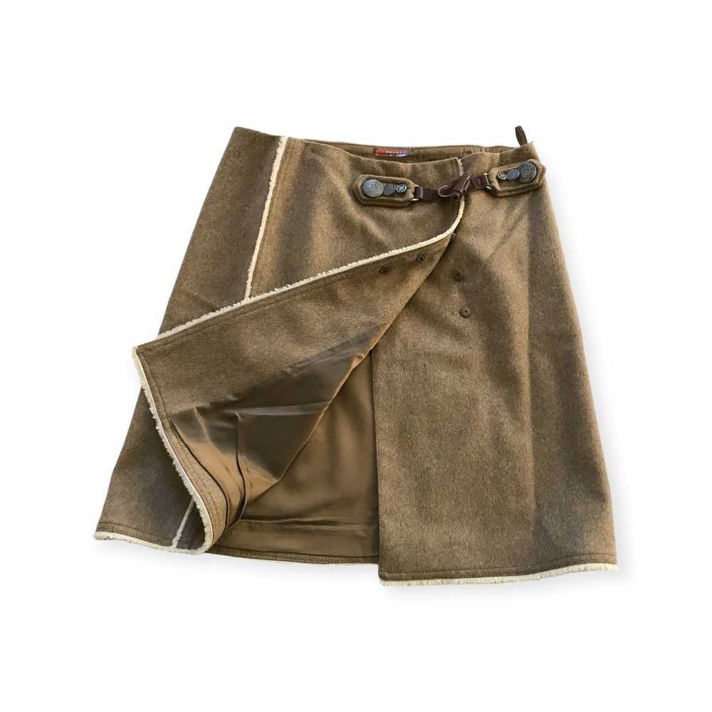 Prada Prada Camel Color Wool Wrap skirt with Shea… - image 3