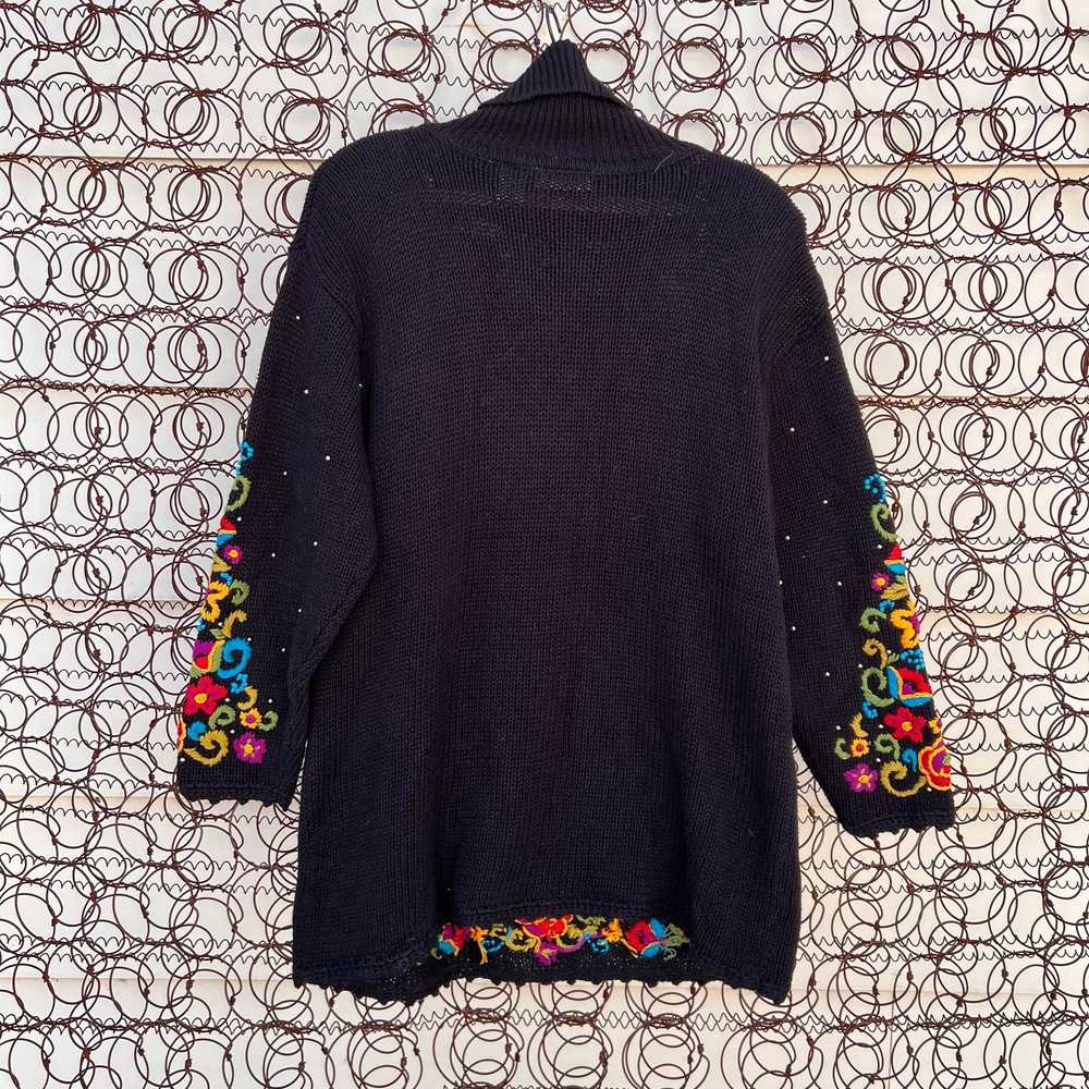 Vintage 90s Gaudy floral embroidered Gantos black… - image 3