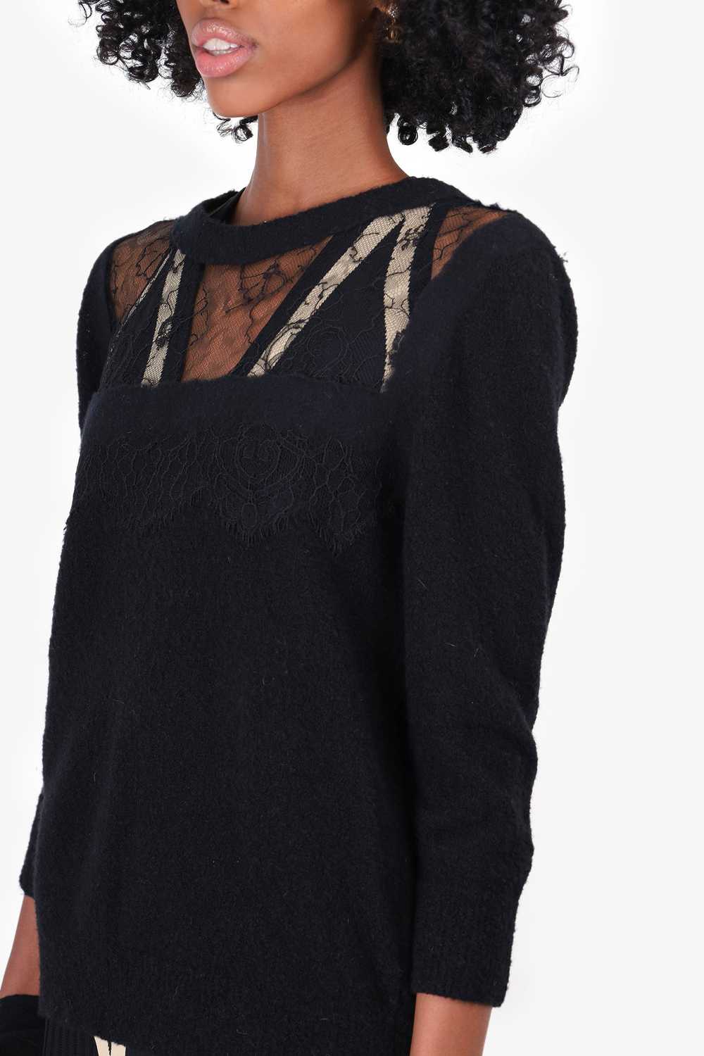 Agnona Black Cashmere Lace Paneling Sweater Size … - image 2