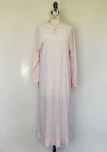 Vintage 1960s Carol Brent Pink Flannel and Lace Tr