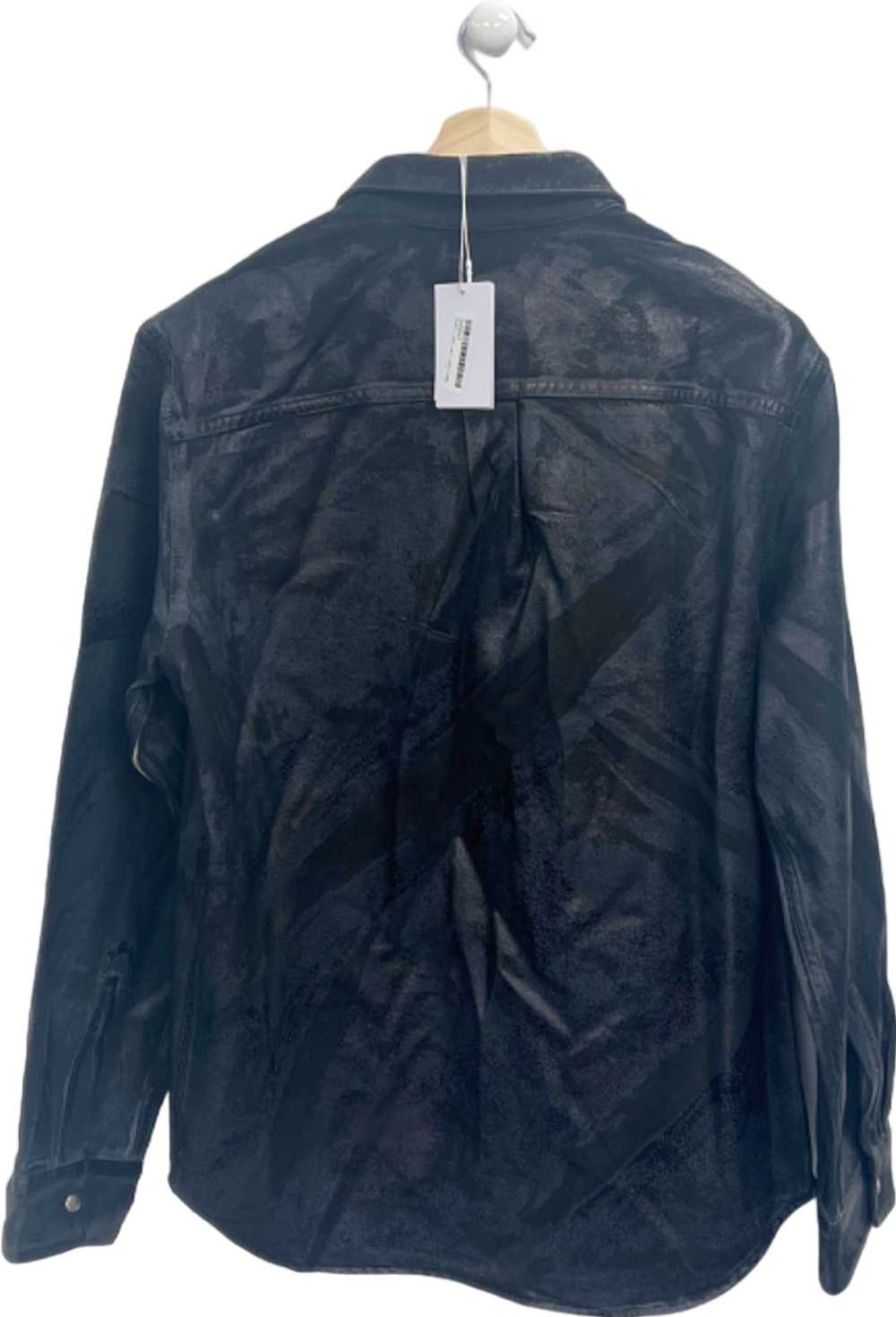 Helmut Lang Black Distress Foil Shirt Jacket Meta… - image 2