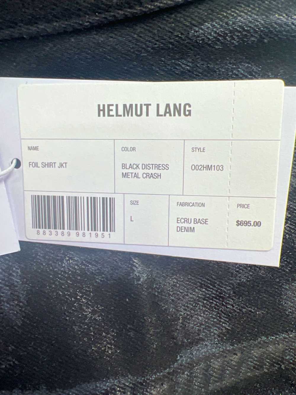 Helmut Lang Black Distress Foil Shirt Jacket Meta… - image 3