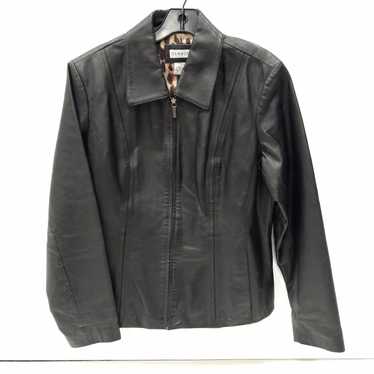 George Women's Black Leather Jacket Size Large - image 1