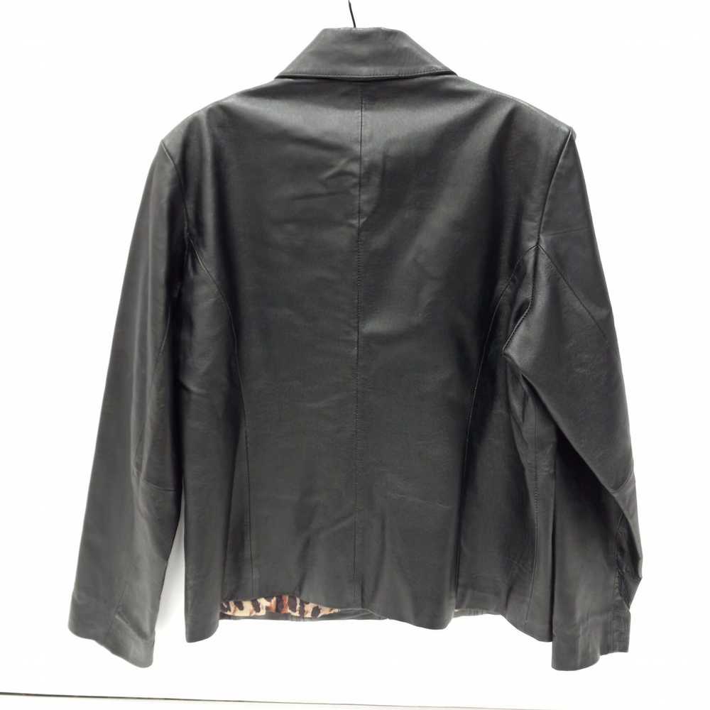 George Women's Black Leather Jacket Size Large - image 2