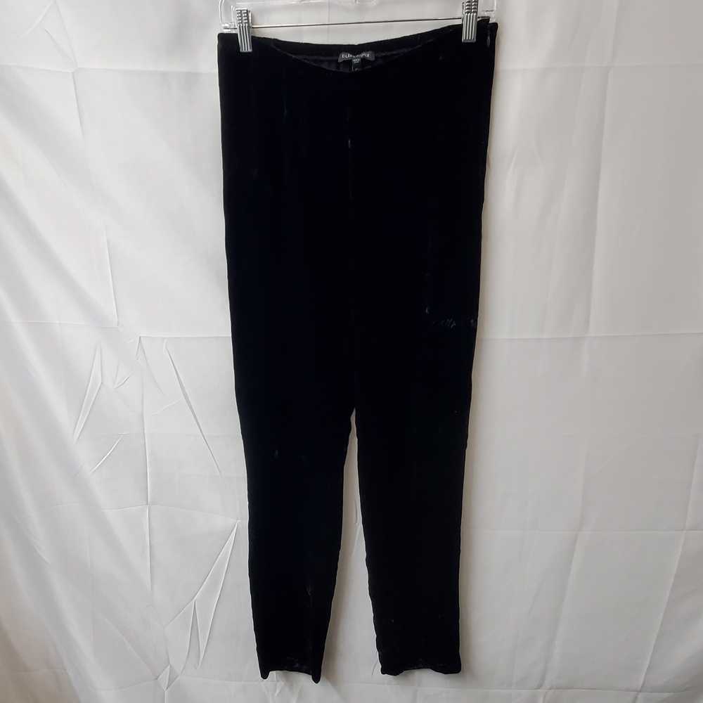 Eileen Fisher Black Velvet Stretchy Pull On Pants… - image 1