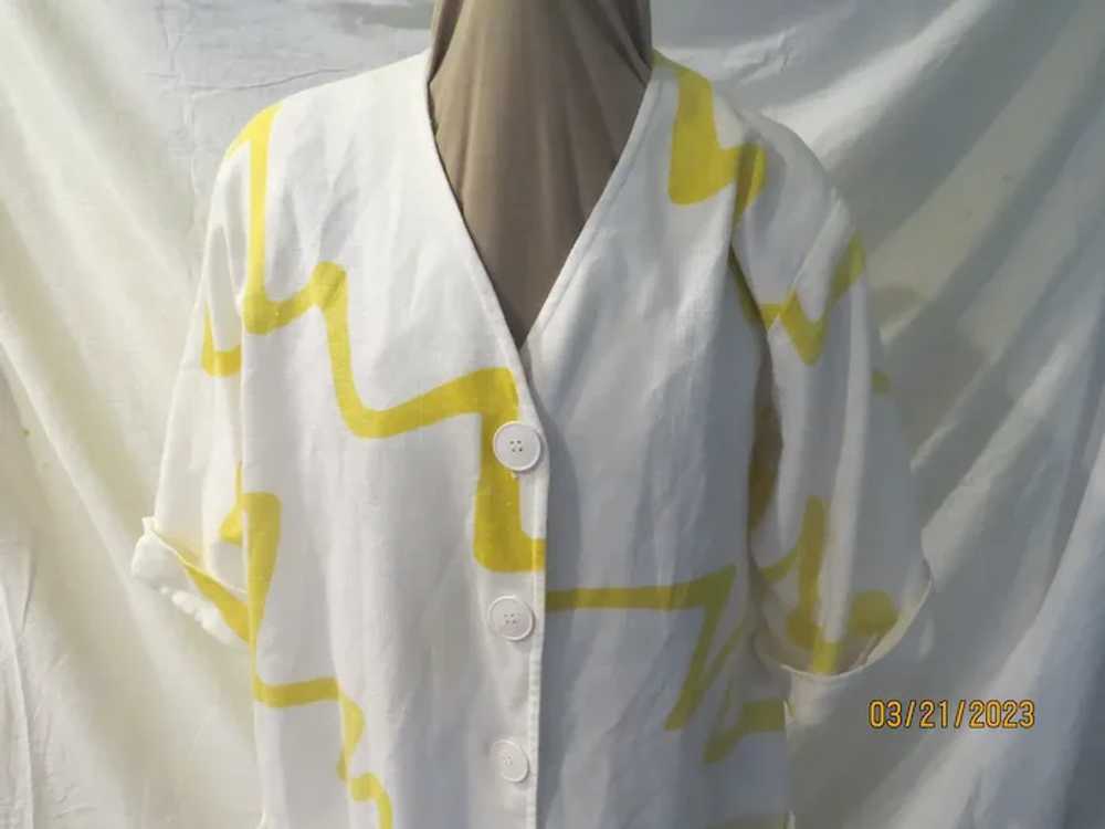 Yellow Squiggle on white Bullocks Wilshire Dress - image 2