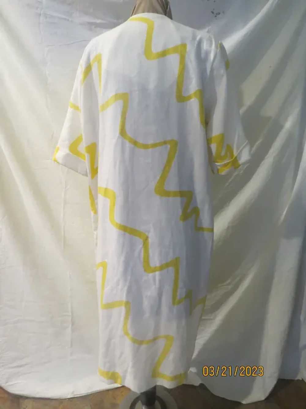 Yellow Squiggle on white Bullocks Wilshire Dress - image 7