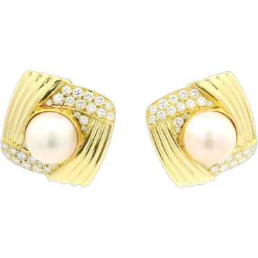 18k Yellow Gold 11.6mm Mabe Pearl 1.85ctw Diamond… - image 1