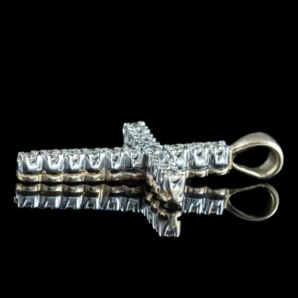 Vintage Diamond Cross Pendant 9ct Gold 0.50ct Dia… - image 4