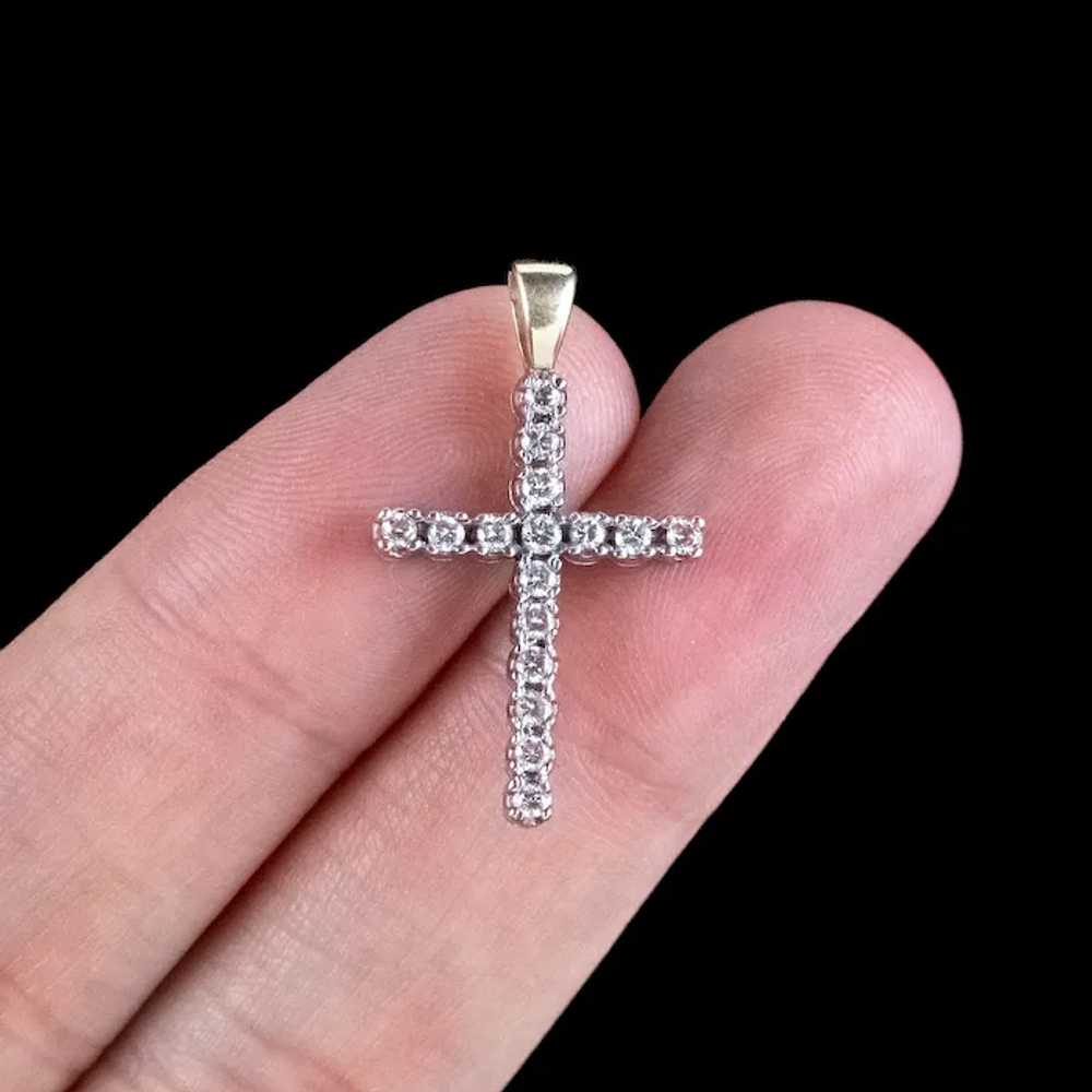 Vintage Diamond Cross Pendant 9ct Gold 0.50ct Dia… - image 6