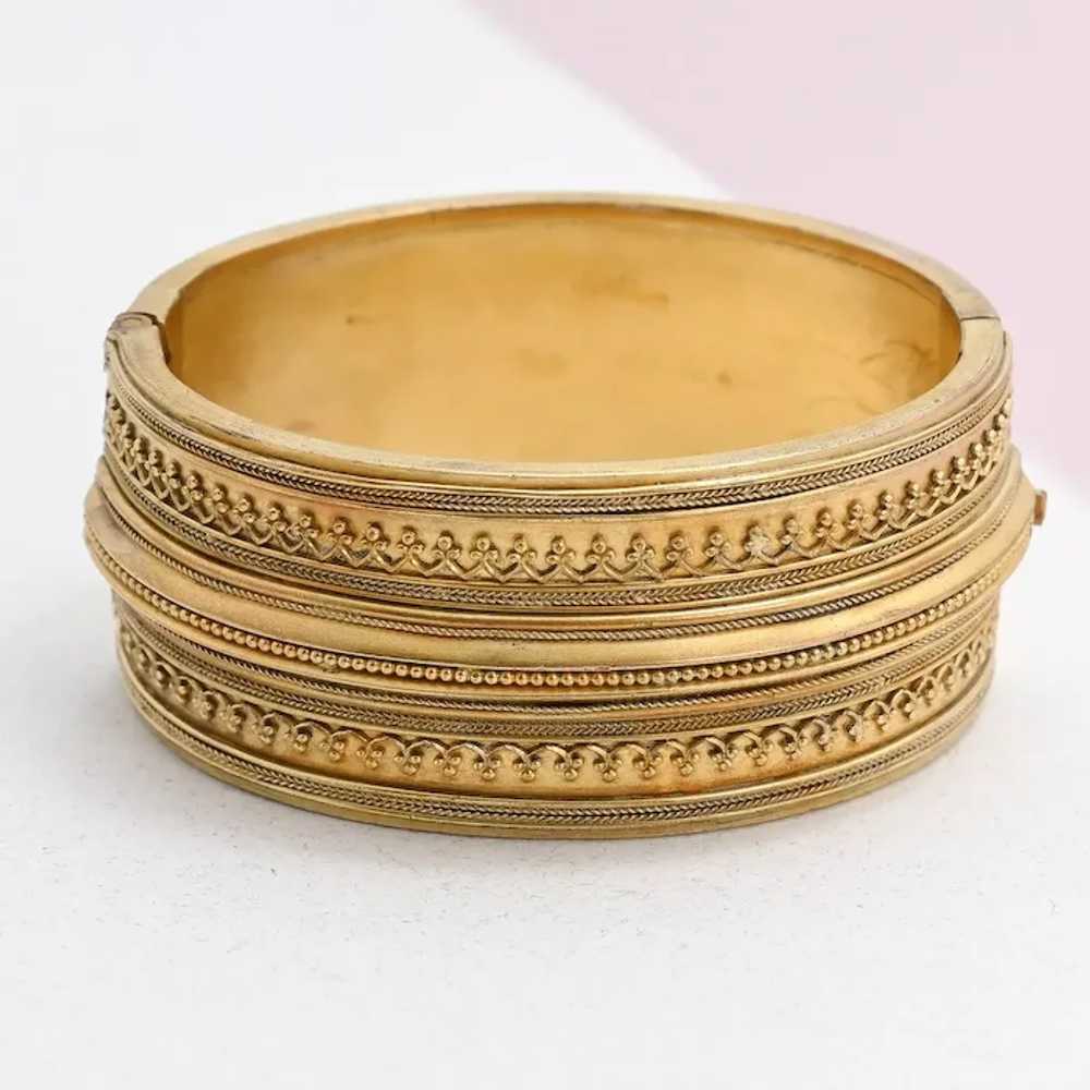 Antique Victorian Etruscan Revival Gold Plated Wi… - image 3