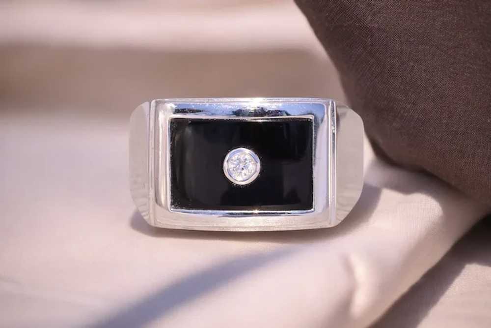 Diamond and Onyx Ring in White Gold - image 11