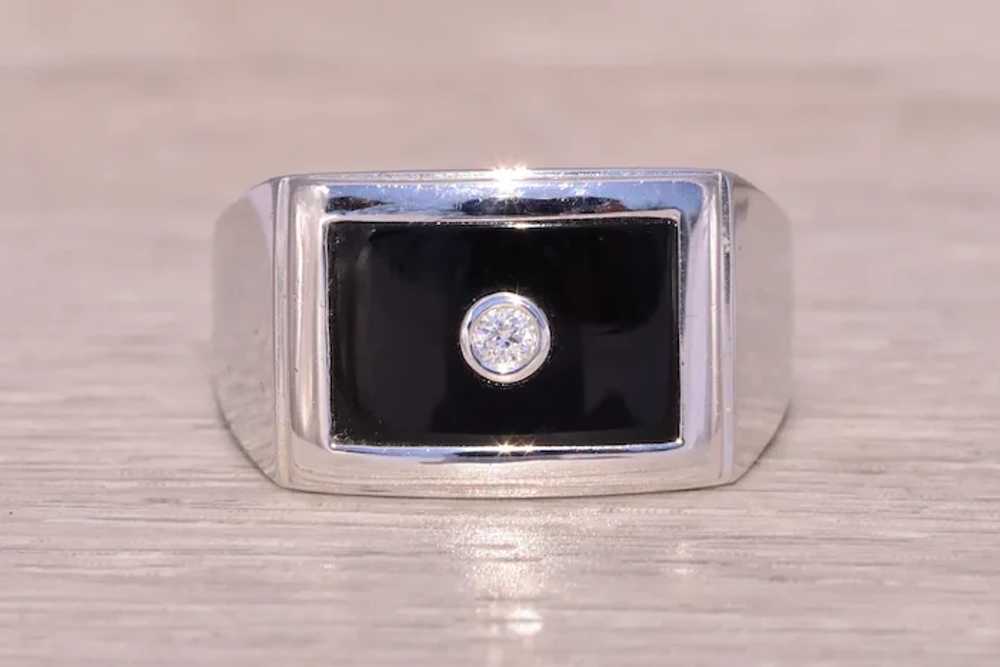 Diamond and Onyx Ring in White Gold - image 6