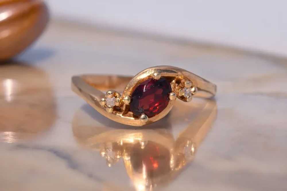 Natural Garnet and Diamond Ring in Yellow Gold - image 10