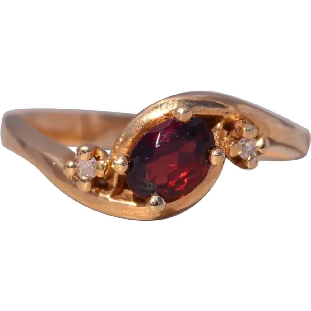 Natural Garnet and Diamond Ring in Yellow Gold - image 1