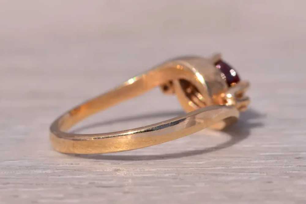 Natural Garnet and Diamond Ring in Yellow Gold - image 4