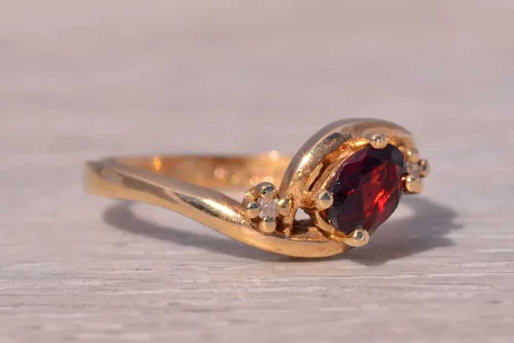 Natural Garnet and Diamond Ring in Yellow Gold - image 5