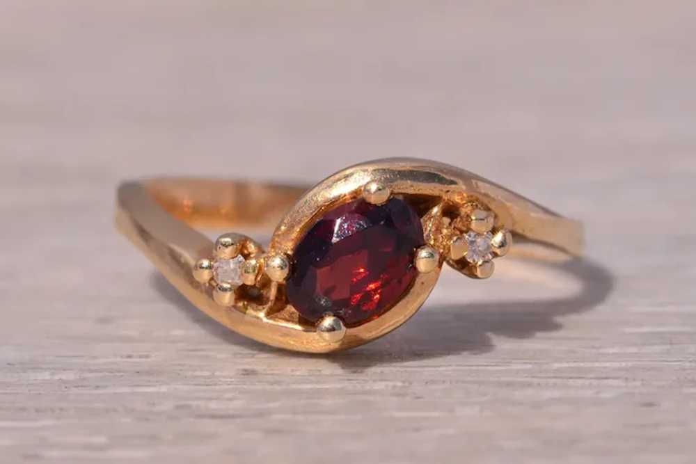 Natural Garnet and Diamond Ring in Yellow Gold - image 6