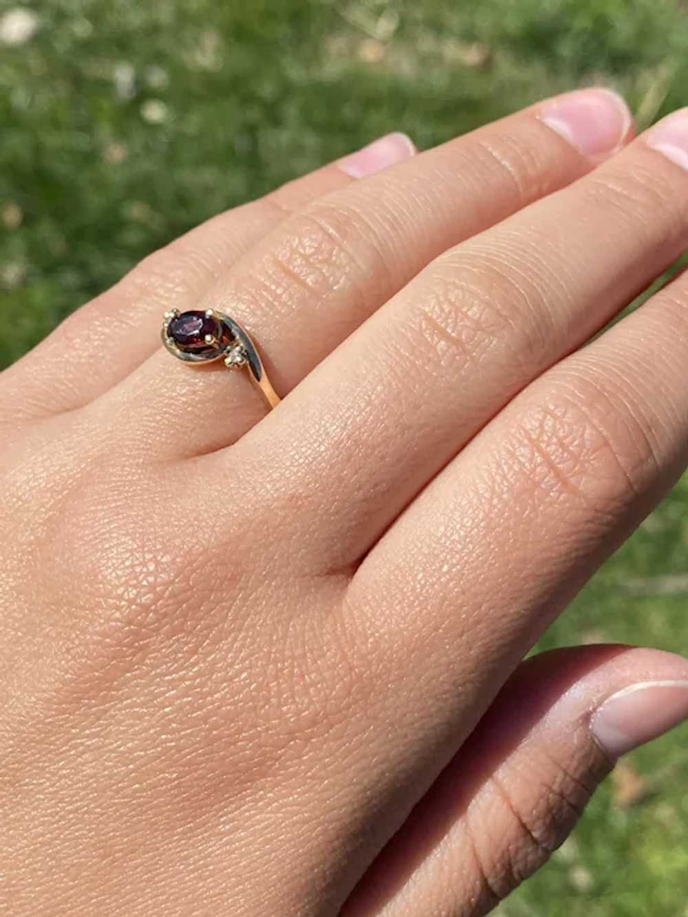 Natural Garnet and Diamond Ring in Yellow Gold - image 8