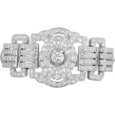 Platinum and 14k White Gold Diamond Art Deco Style