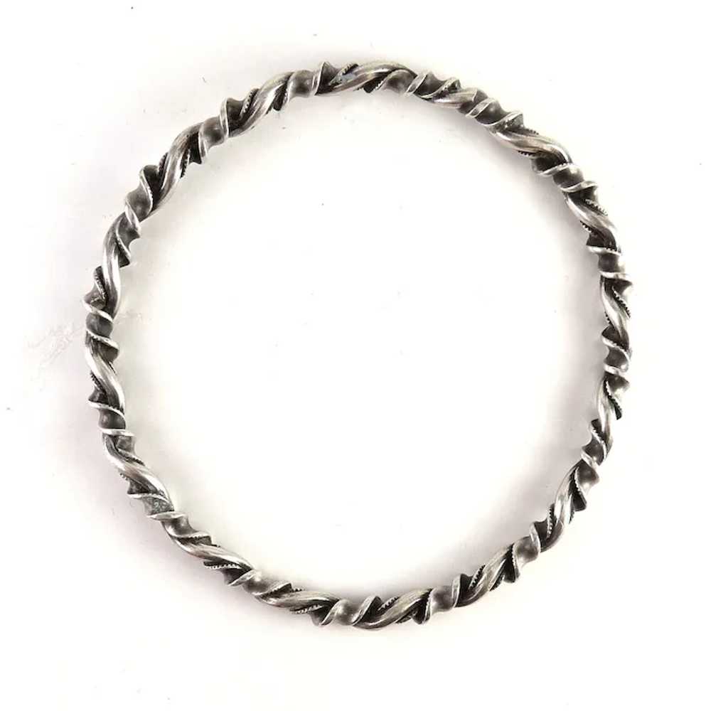 Vintage Sterling Silver Twisted Wire & Ribbon Ban… - image 2