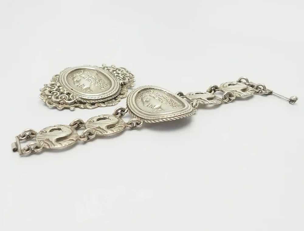 Handmade old sterling silver ornate woman profile… - image 3