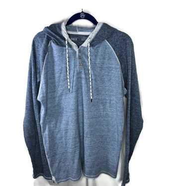 Bke BKE Heathered Blue Color Block Hooded Henley … - image 1