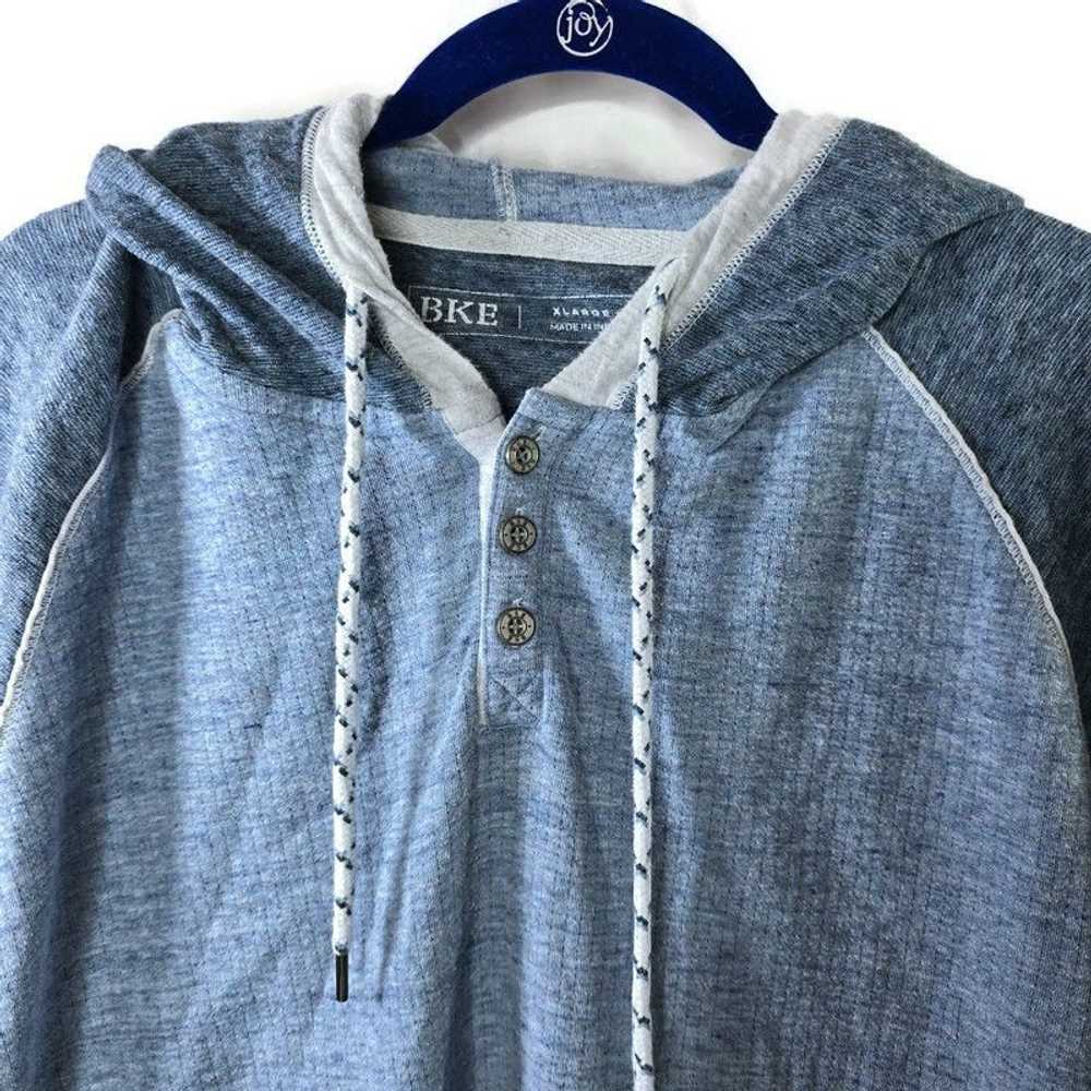 Bke BKE Heathered Blue Color Block Hooded Henley … - image 2