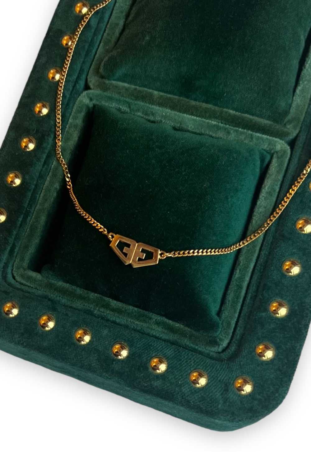 Vintage Givenchy necklace gold tone G monogram ch… - image 1