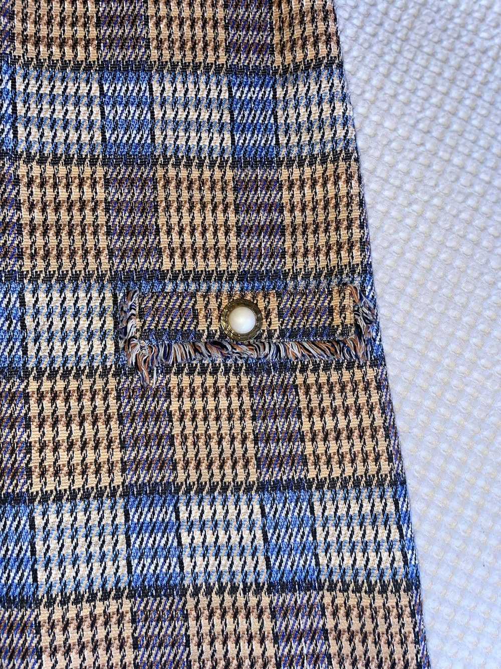 Zara Zara Gold/brown and blue plaid mini dress - image 3