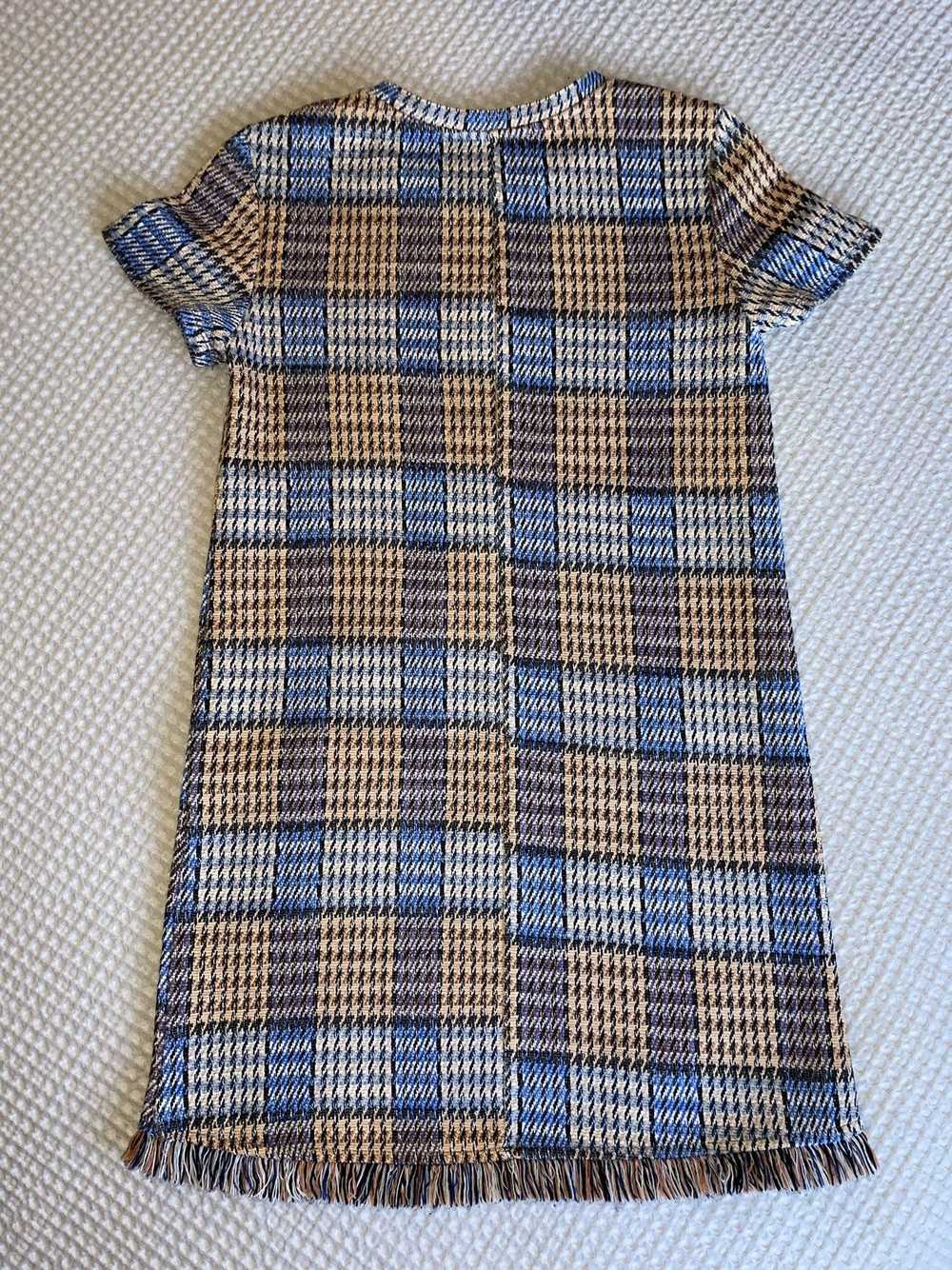 Zara Zara Gold/brown and blue plaid mini dress - image 5