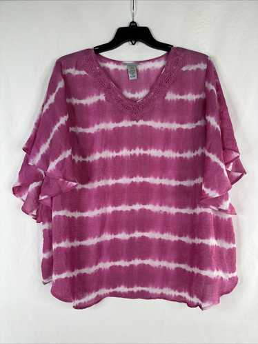 Catherines Top Blouse Womens Plus Size 2X Pink Str