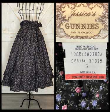 70's Vintage Gunne Sax Jessica's Gunnies Black Wh… - image 1