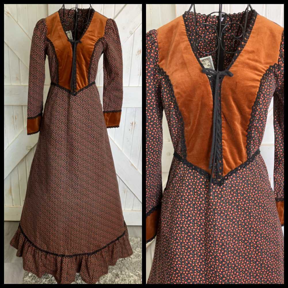 70's Vintage Gunne Sax Brown Black Red Yellow Cal… - image 2