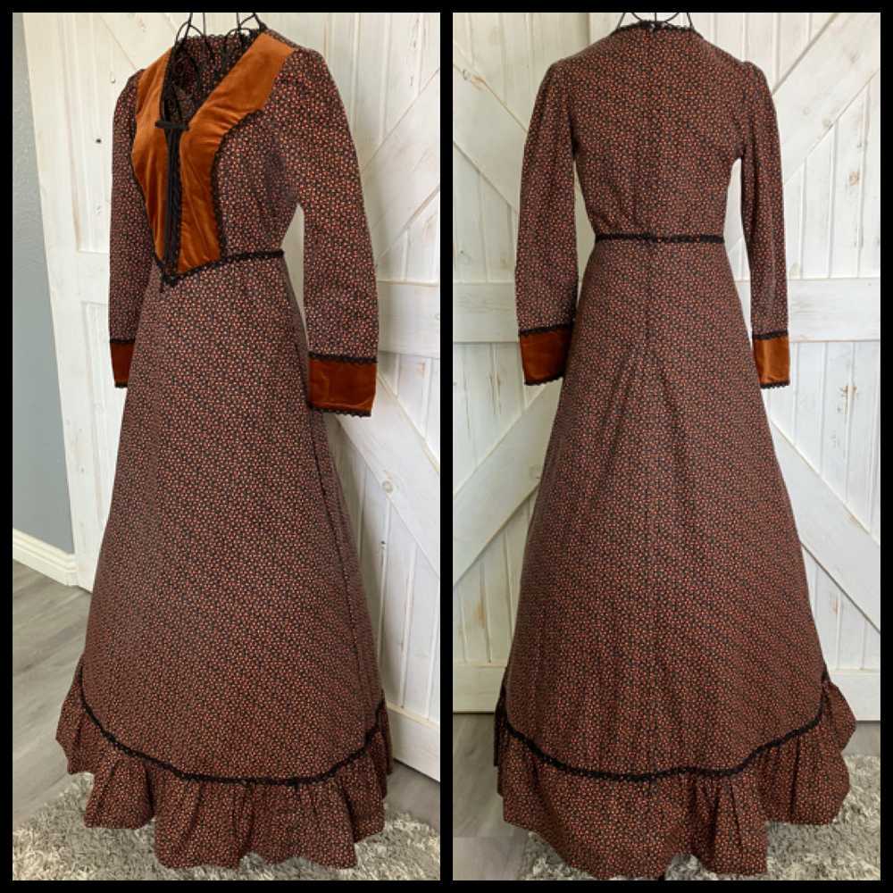 70's Vintage Gunne Sax Brown Black Red Yellow Cal… - image 3