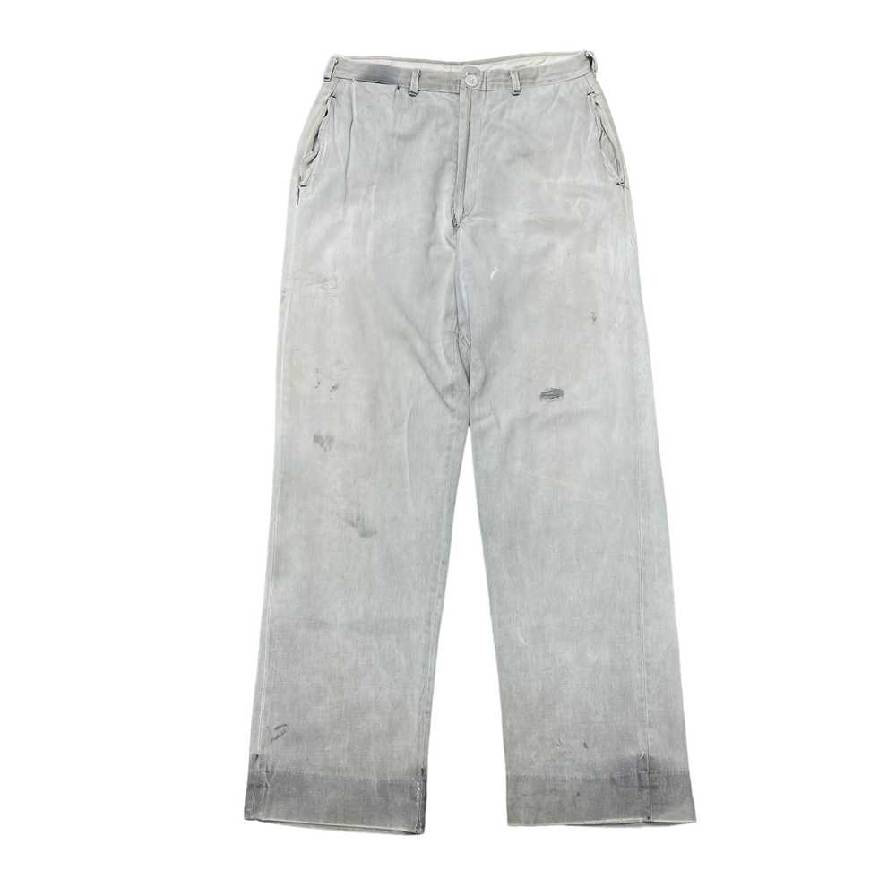 1940s Sun faded grey buckleback cotton work pants… - image 1