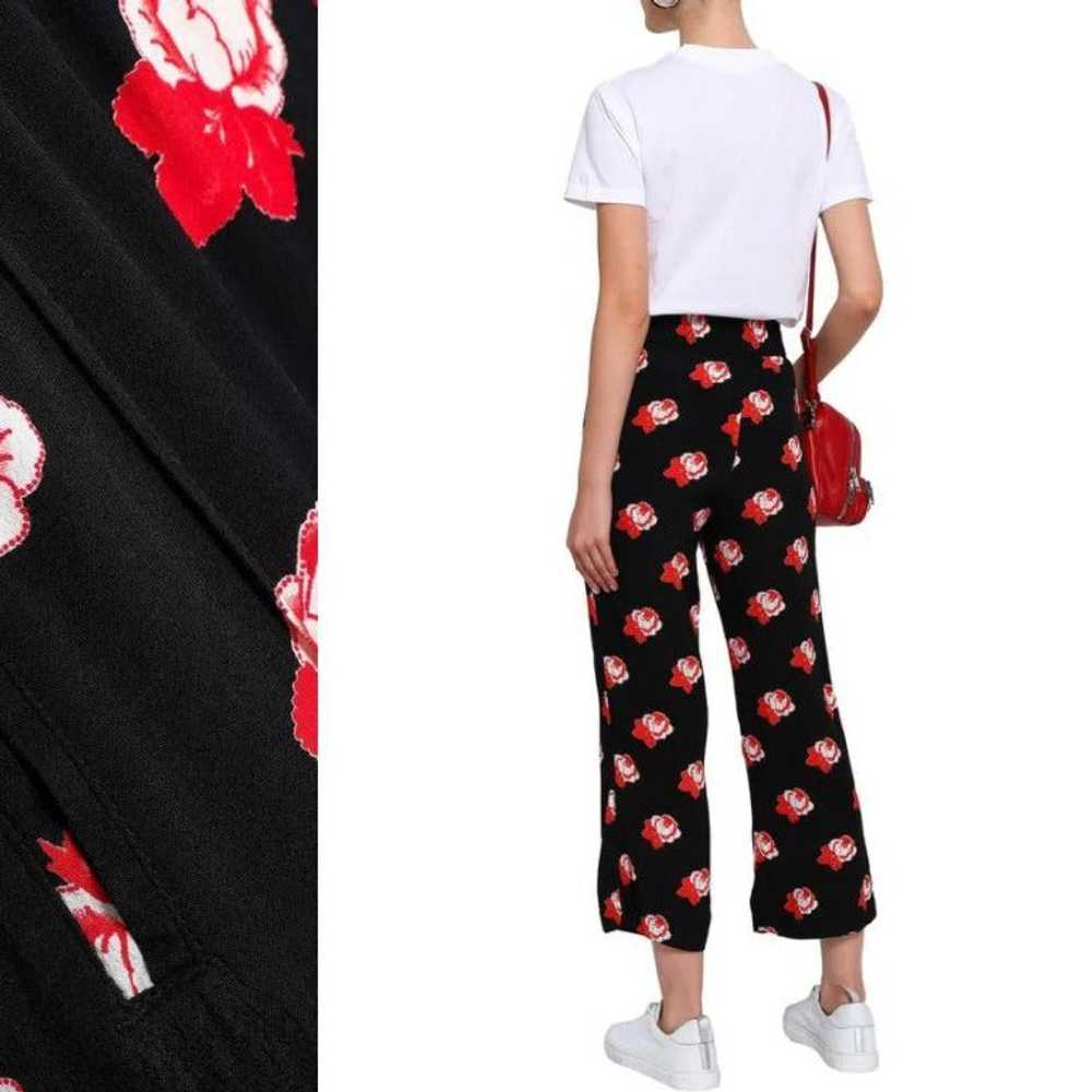 Ganni Black & Red Floral Print Cropped Wide Leg P… - image 3