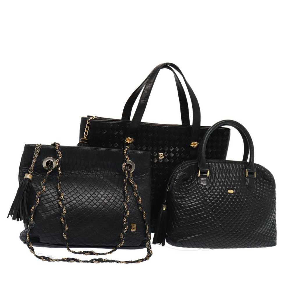 Bally BALLY Quilted Chain Hand Bag Leather 3Set B… - image 1