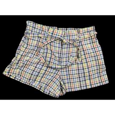 Loft Preppy Rainbow Gingham Paperbag Shorts by Ann