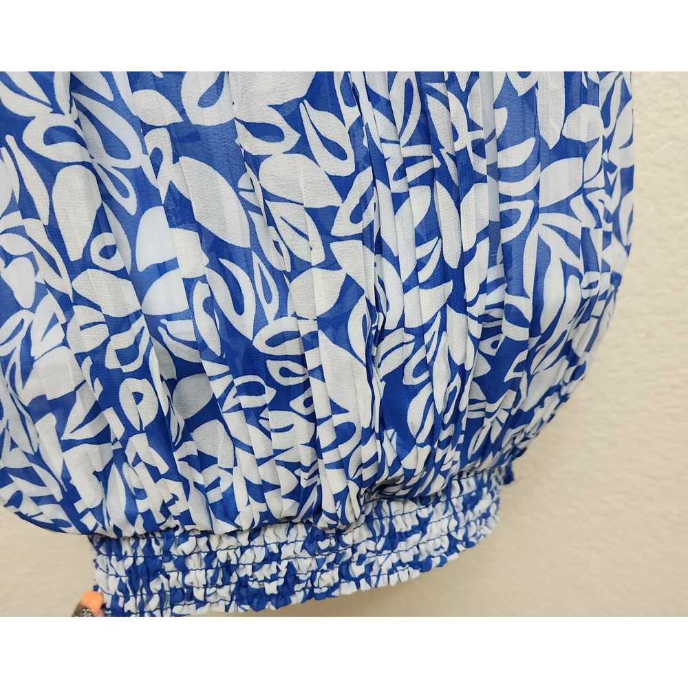 Covington Covington Blue White Floral Pleated Sle… - image 3